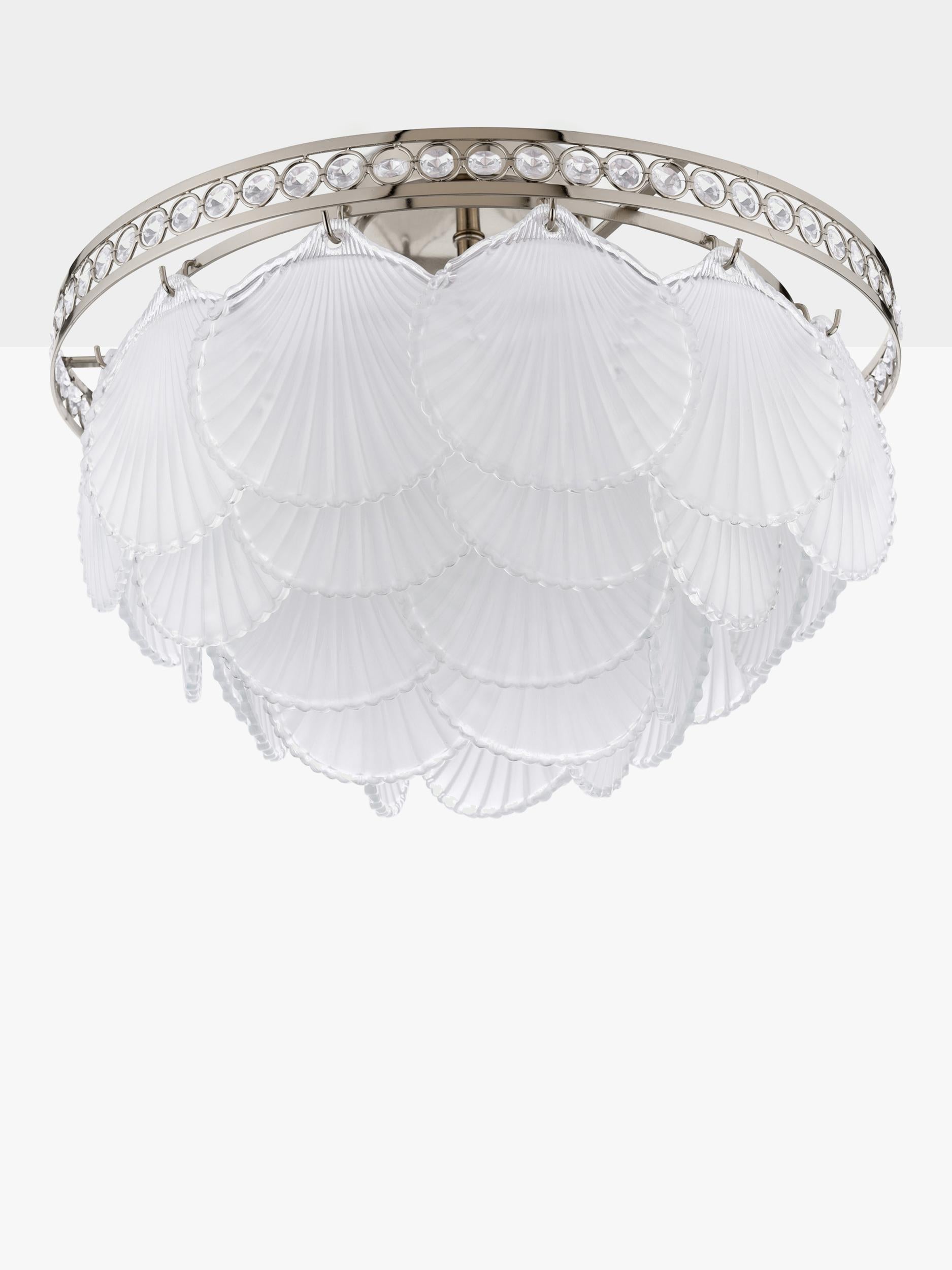 Laura Ashley Caverton semi-flush scallop shell ceiling light, polished nickel, UK version