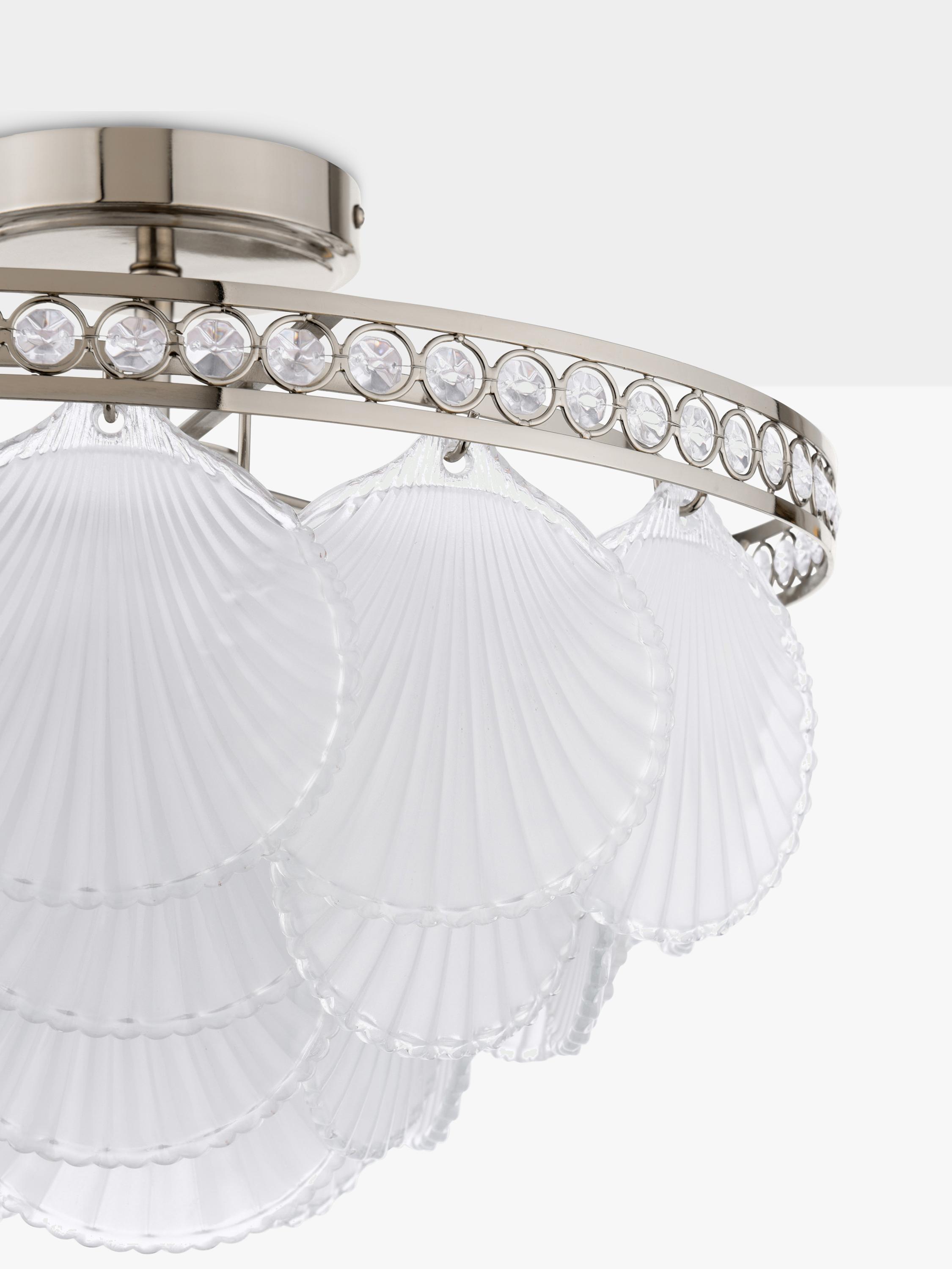 Laura Ashley Caverton semi-flush scallop shell ceiling light, polished nickel, UK version