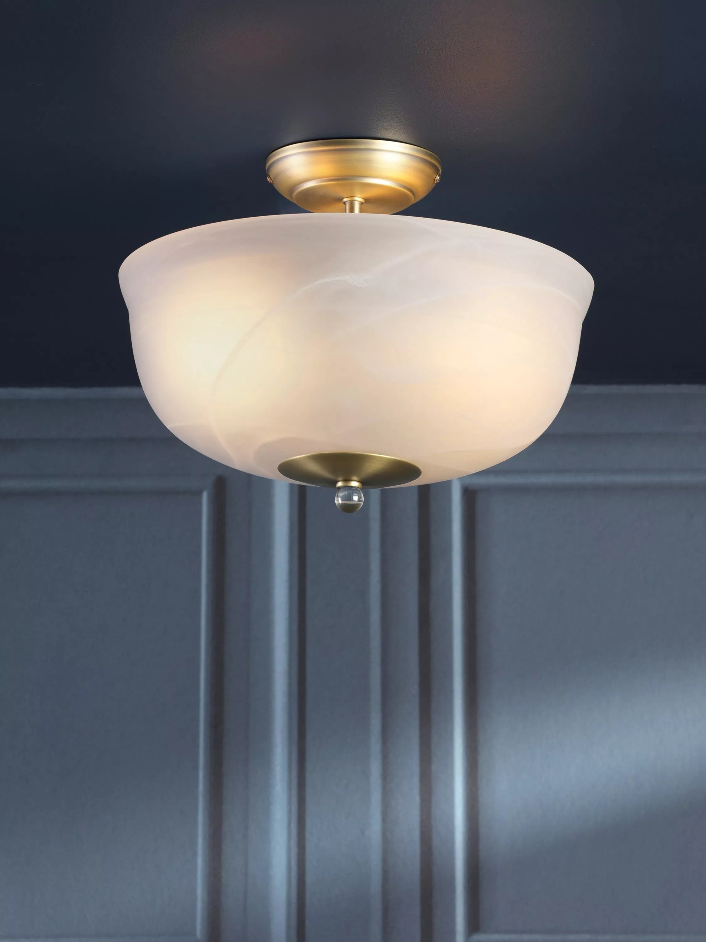 Laura Ashley Cossington semi-flush ceiling light antique brass 33cm - British product