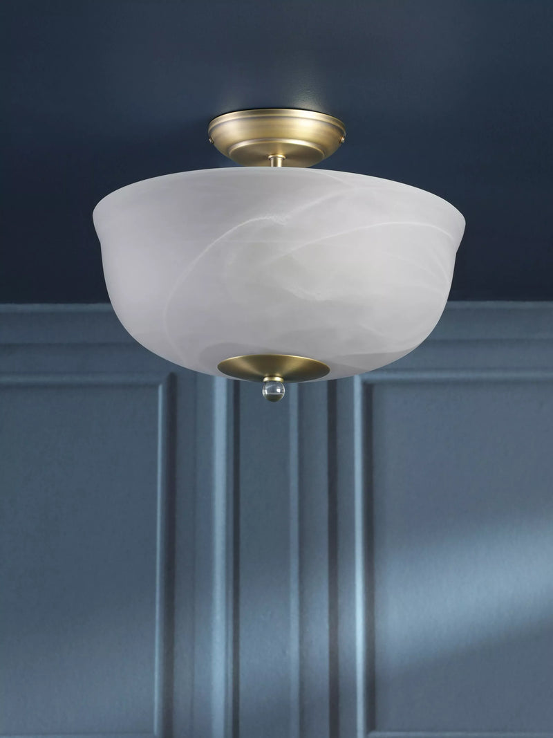 Laura Ashley Cossington semi-flush ceiling light antique brass 33cm - British product