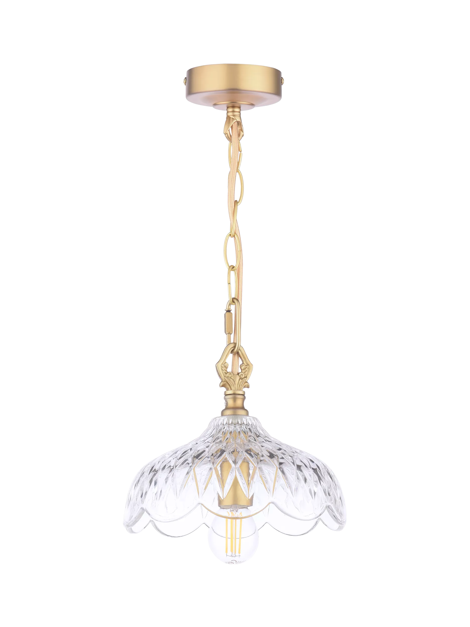 Laura Ashley Eversden Cut Glass Pendant Ceiling Light, Antique Brass