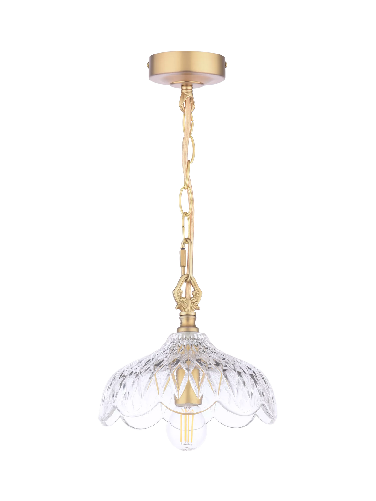 Laura Ashley Eversden Cut Glass Pendant Ceiling Light, Antique Brass
