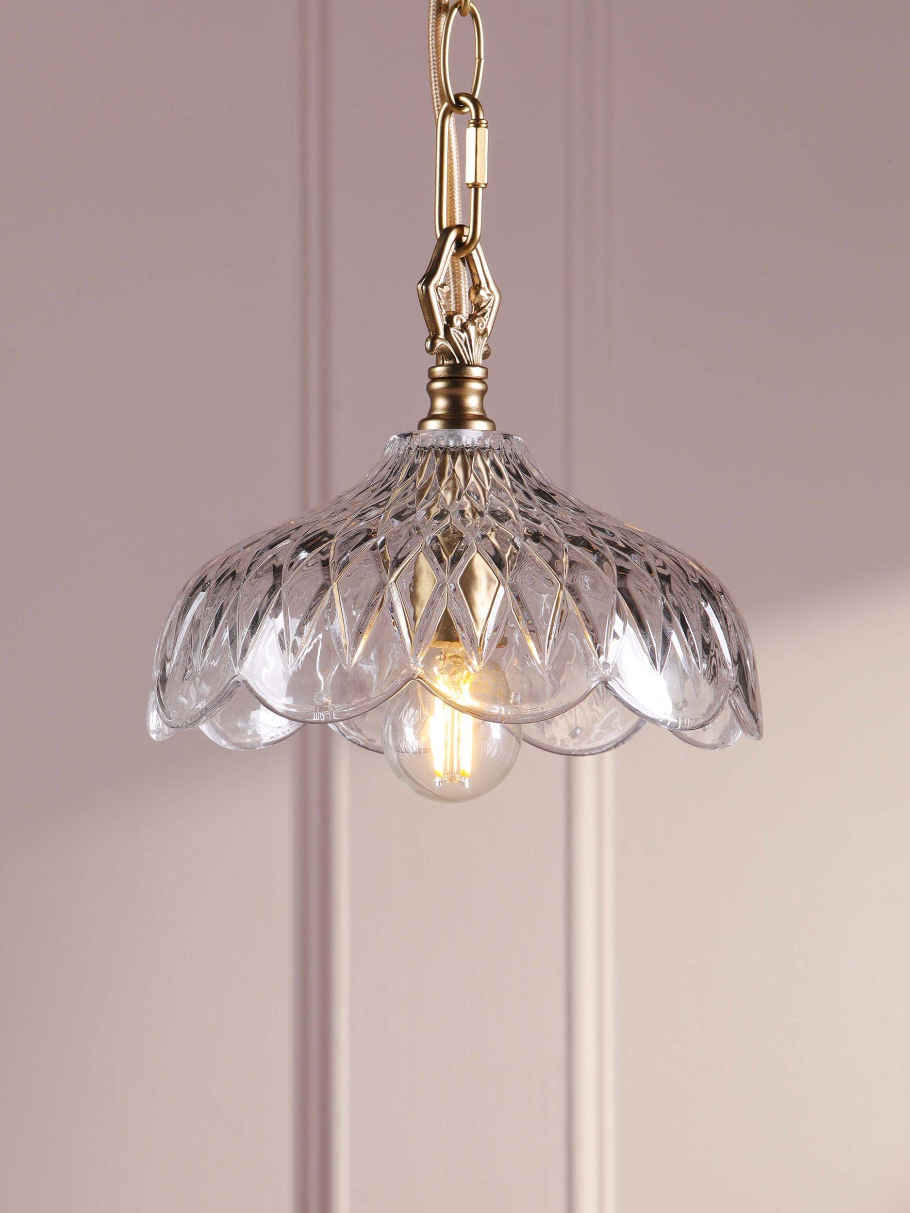 Laura Ashley Eversden cut glass pendant light antique brass (British brand)