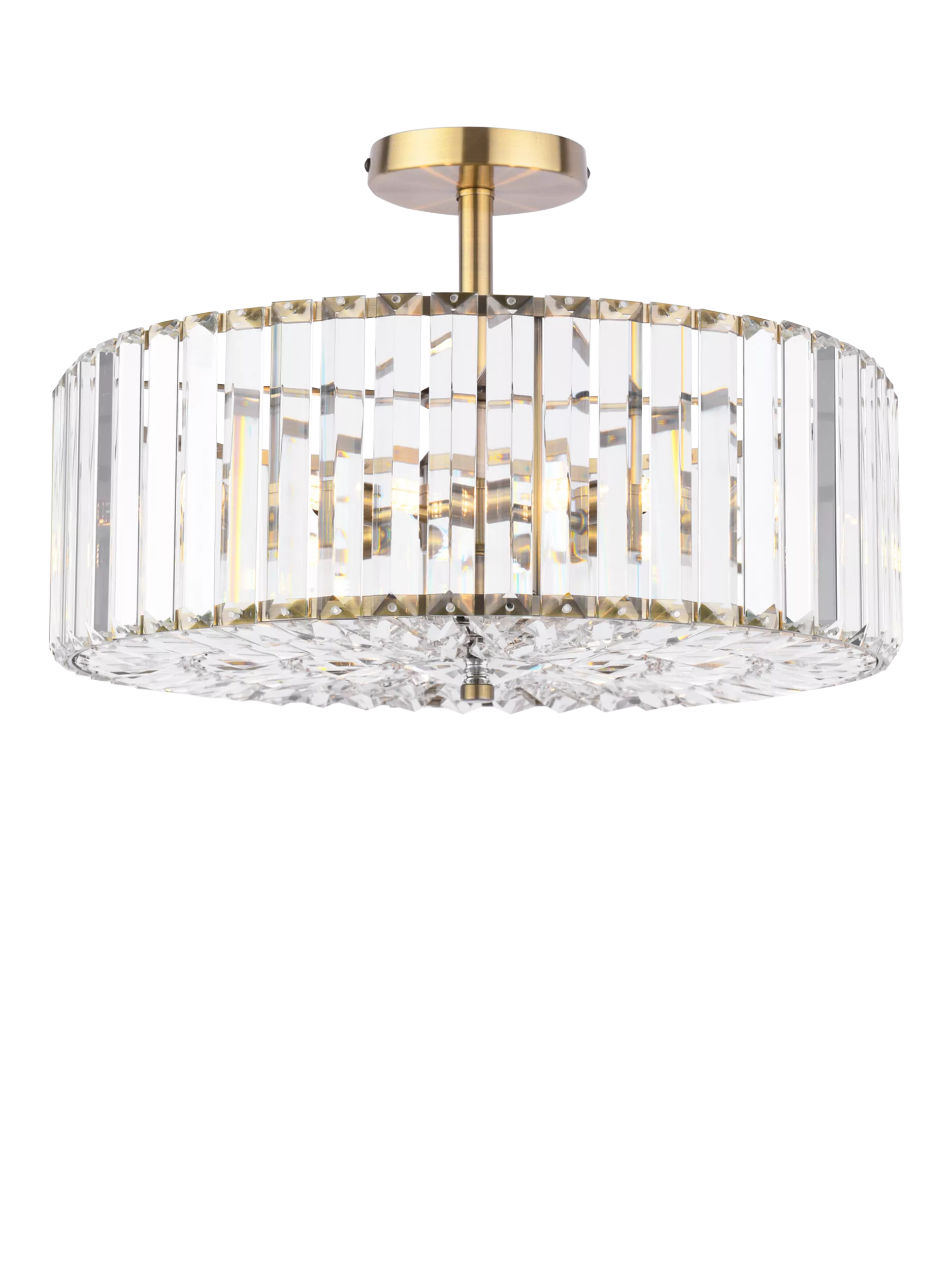 Laura Ashley Fernhurst semi-flush ceiling light antique brass cut glass - British product
