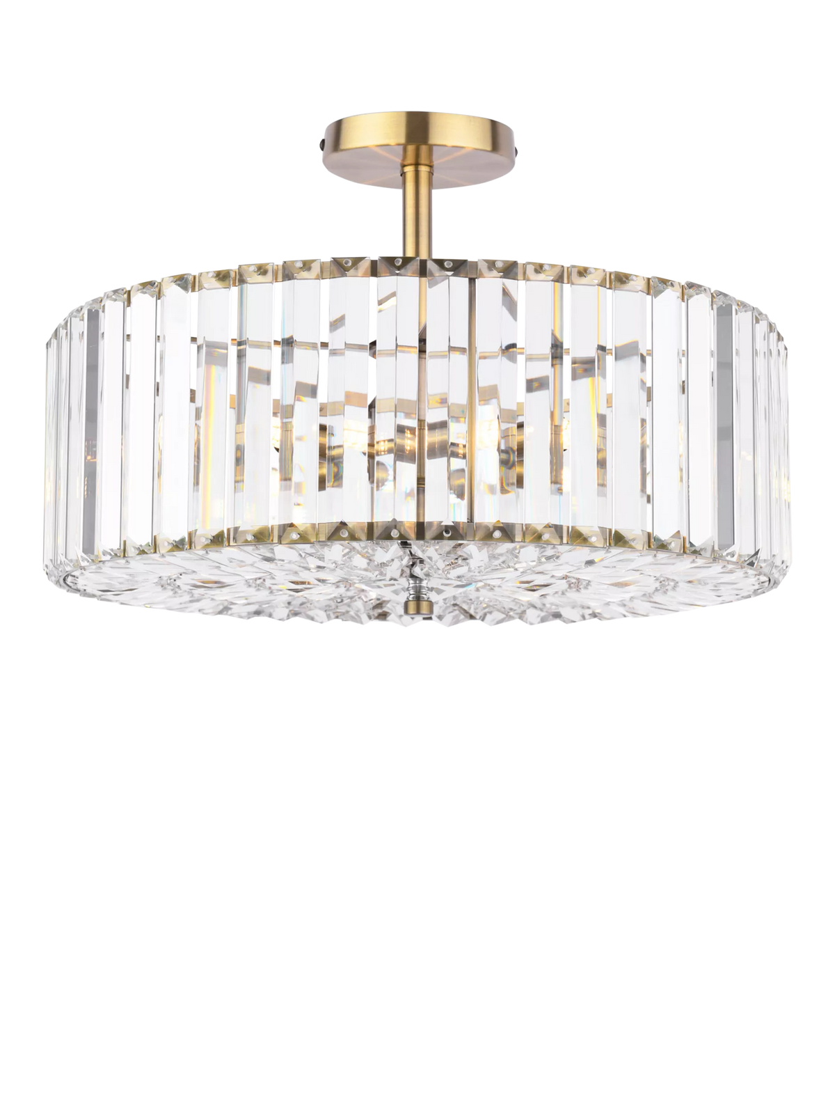 Laura Ashley Fernhurst semi-flush ceiling light antique brass cut glass - British product