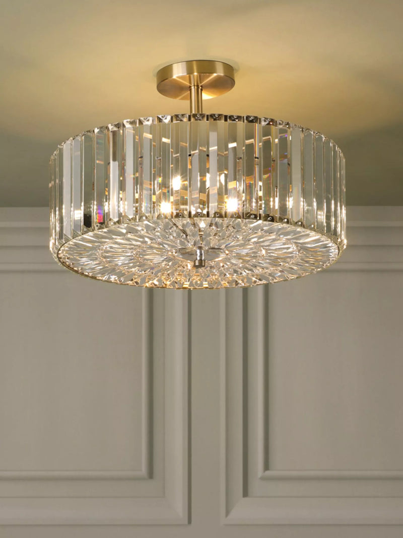 Laura Ashley Fernhurst semi-flush ceiling light antique brass cut glass - British product