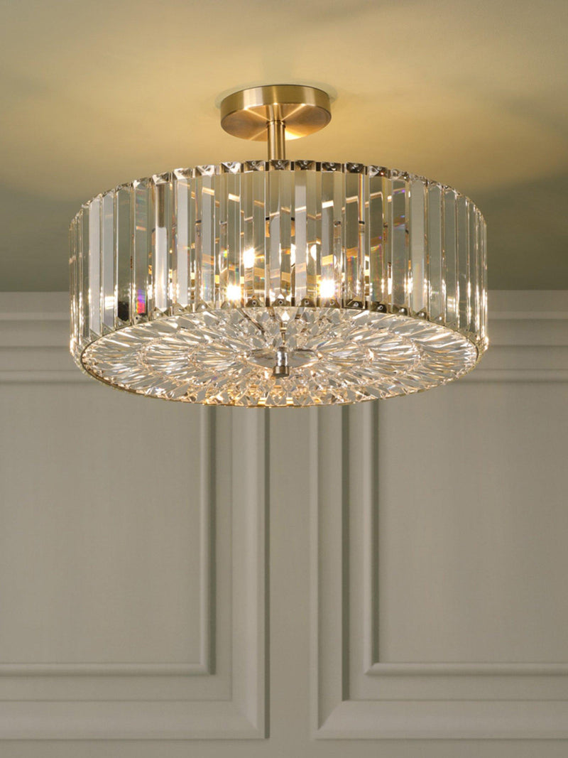 Laura Ashley Fernhurst semi-flush ceiling light antique brass cut glass - British product