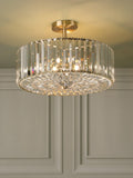 Laura Ashley Fernhurst semi-flush ceiling light antique brass cut glass - British product