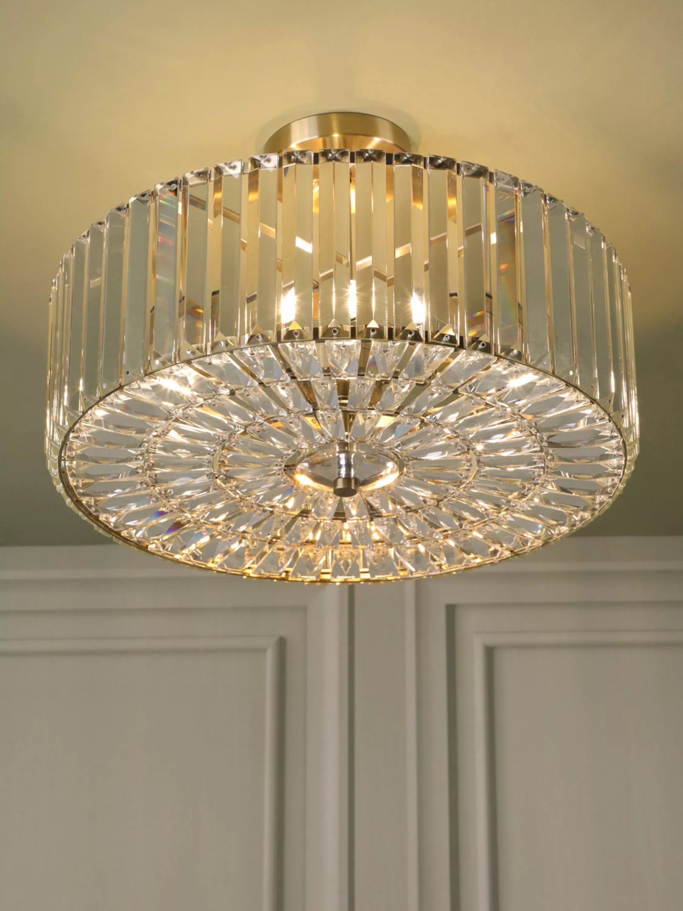 Laura Ashley Fernhurst semi-flush ceiling light antique brass cut glass - British product