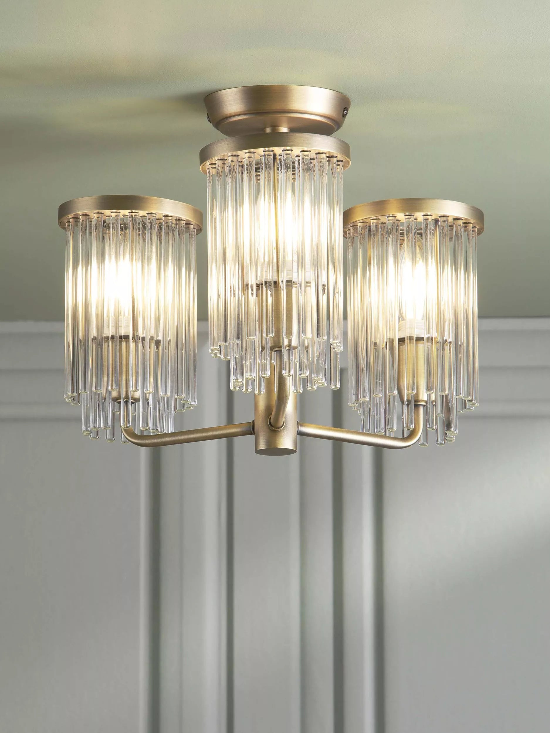 Laura Ashley Hilcote semi flush ceiling light matt antique brass (British brand)