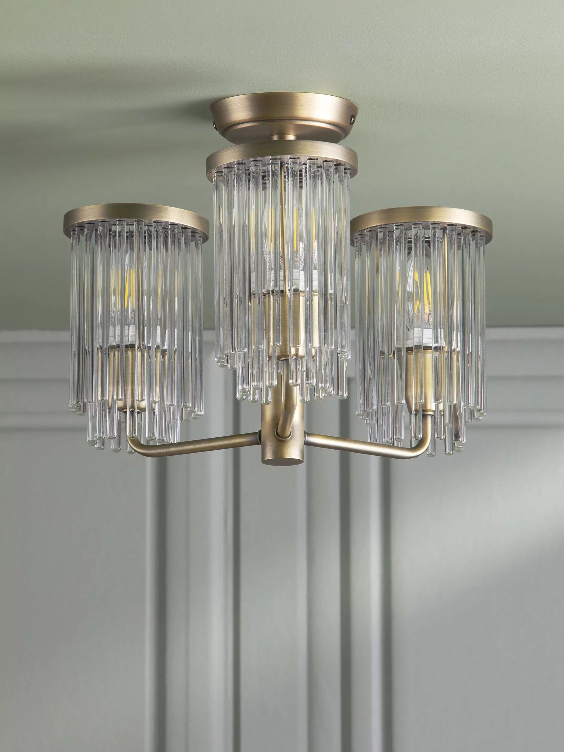 Laura Ashley Hilcote semi flush ceiling light matt antique brass (British brand)