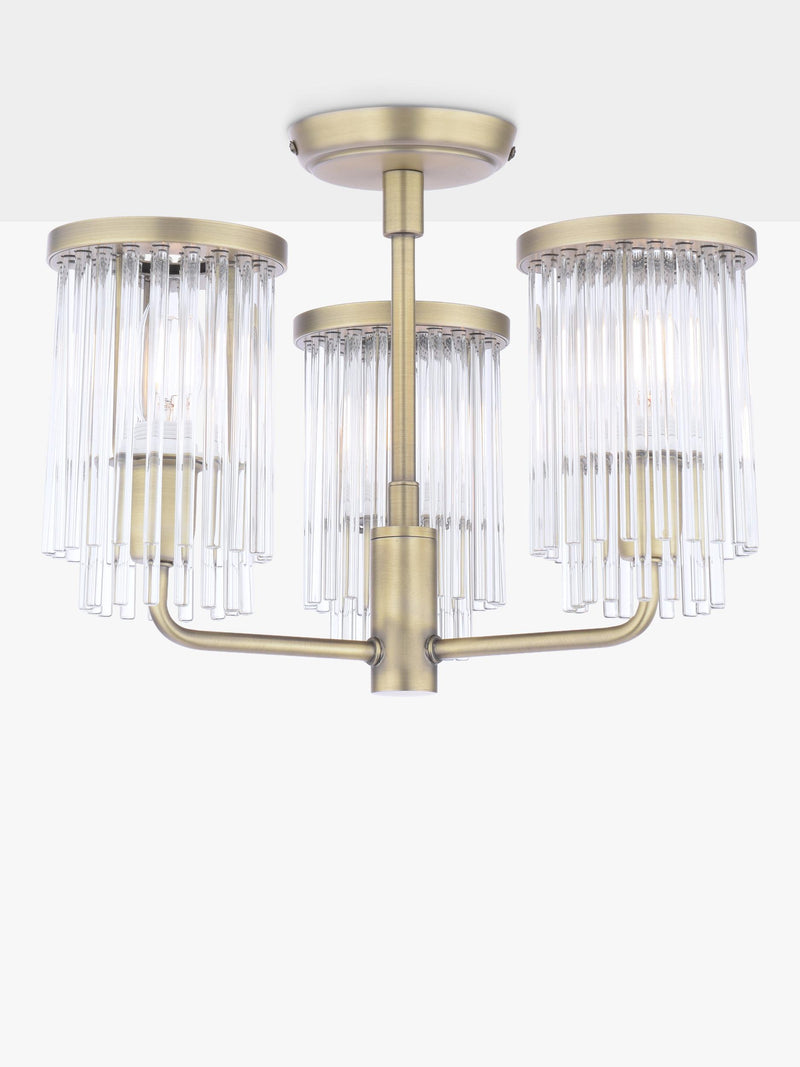 Laura Ashley Hilcote semi flush ceiling light matt antique brass (British brand)