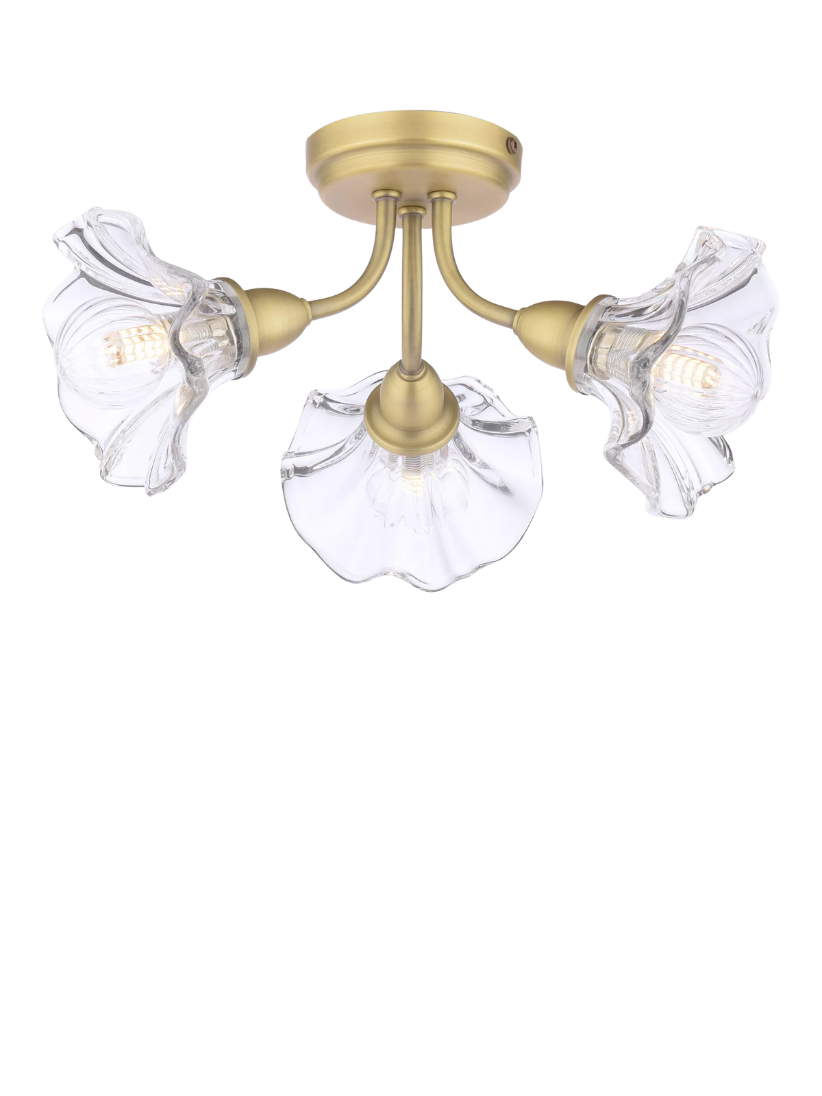 Laura Ashley Kerswell 3 arm glass shade flush ceiling light, imported from the UK