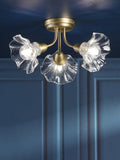 Laura Ashley Kerswell 3 arm glass shade flush ceiling light, imported from the UK