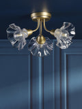 Laura Ashley Kerswell 3 arm glass shade flush ceiling light, imported from the UK