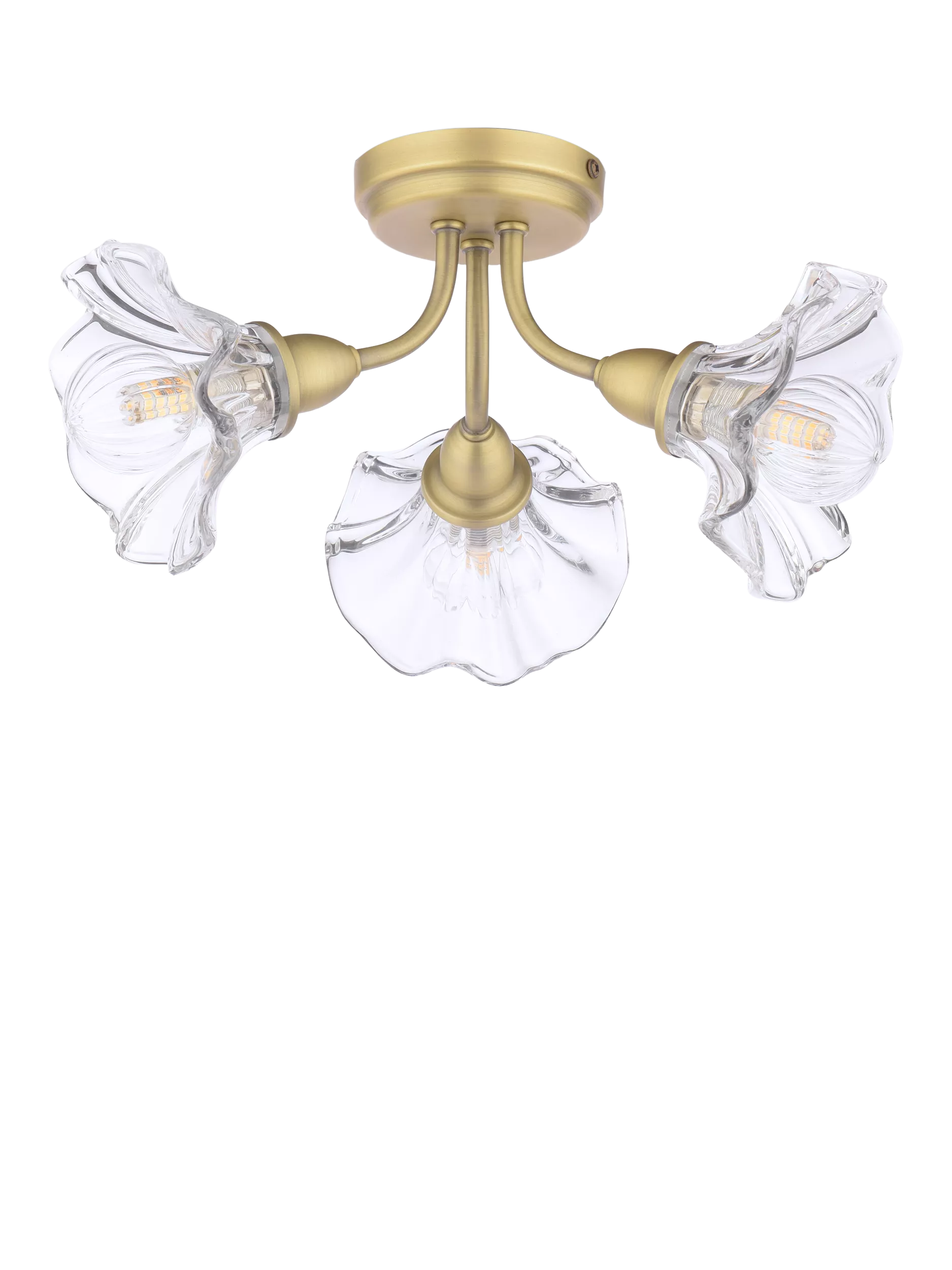 Laura Ashley Kerswell 3 arm glass shade flush ceiling light, imported from the UK
