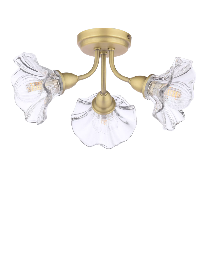 Laura Ashley Kerswell 3 arm glass shade flush ceiling light, imported from the UK