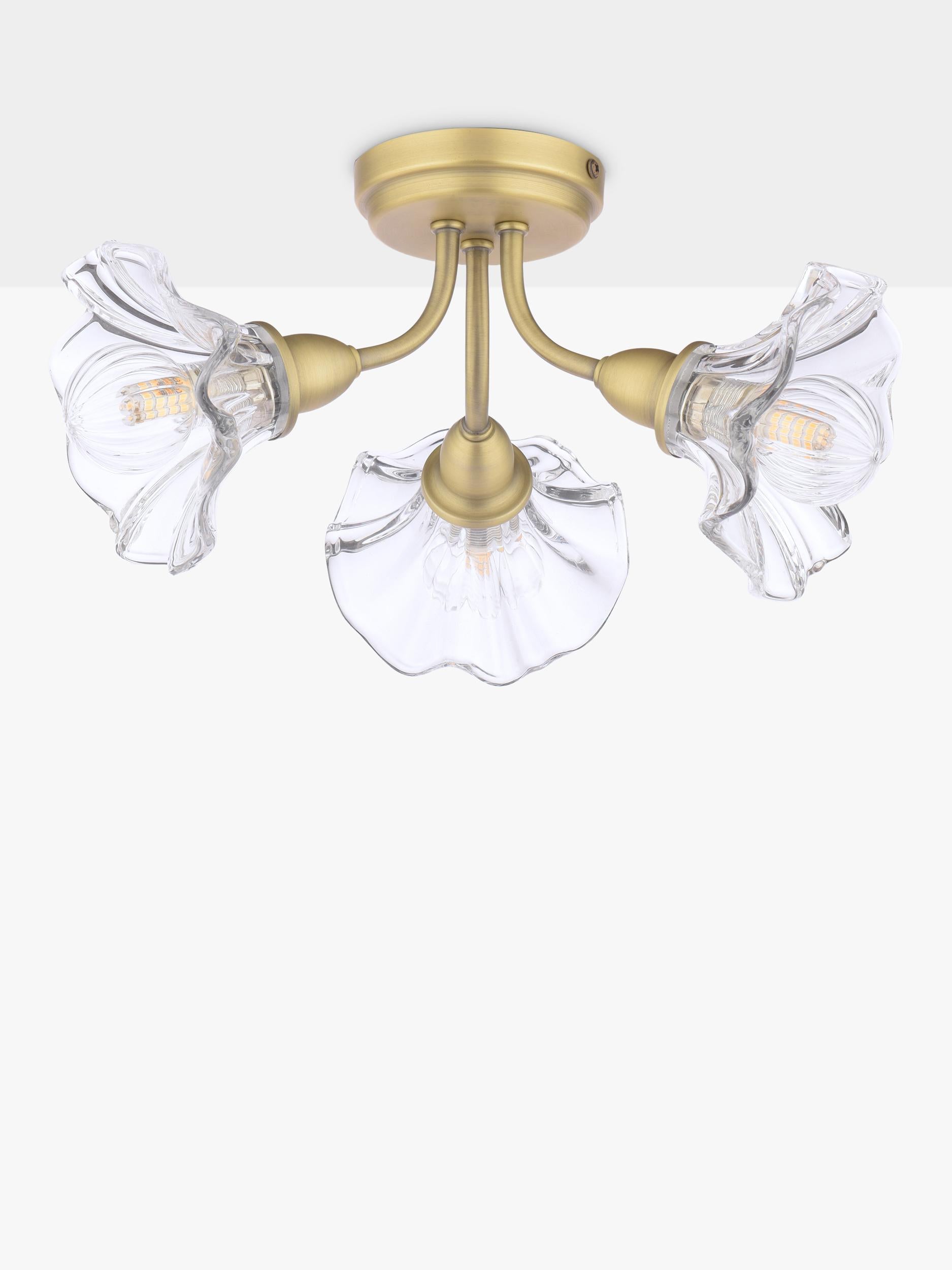 Laura Ashley Kerswell 3 arm glass shade flush ceiling light, imported from the UK