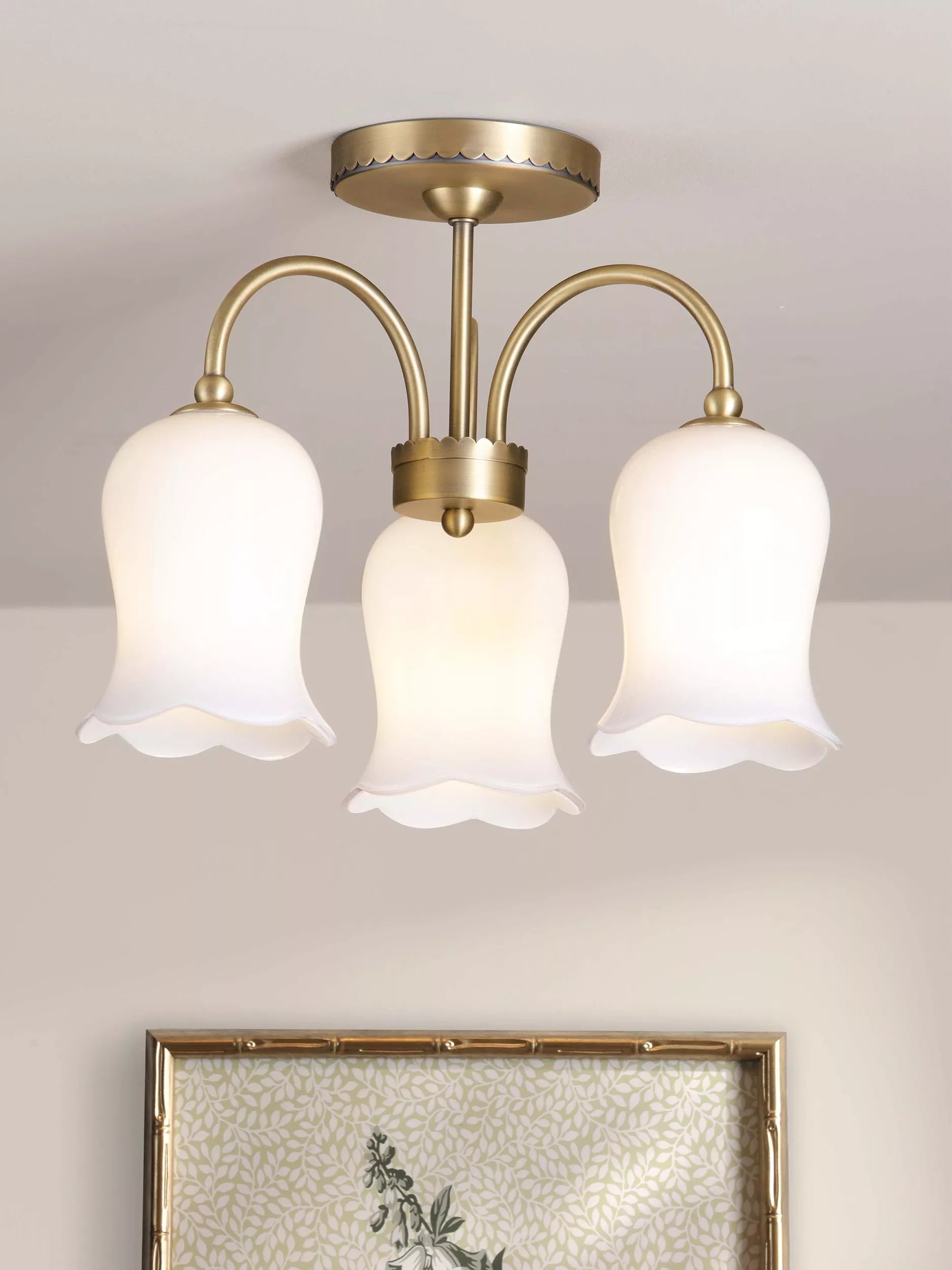 Laura Ashley Lidsell semi flush ceiling light antique brass - British product
