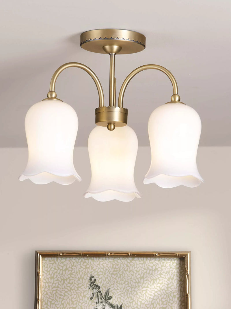 Laura Ashley Lidsell semi flush ceiling light antique brass - British product