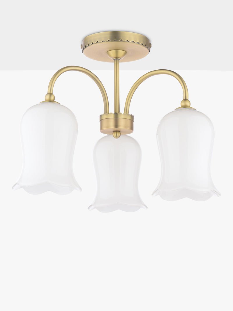 Laura Ashley Lidsell semi flush ceiling light antique brass - British product
