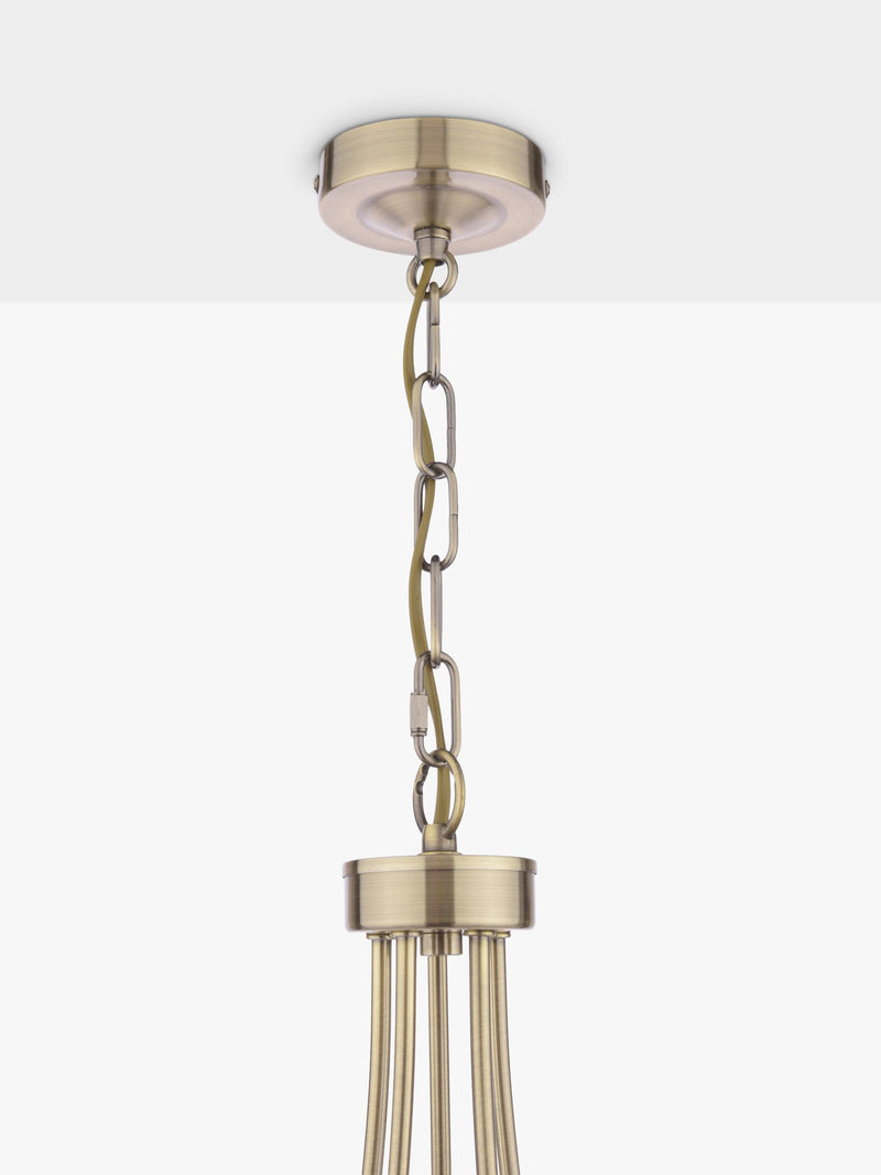Laura Ashley Southwell 5 arm chandelier antique brass, UK version