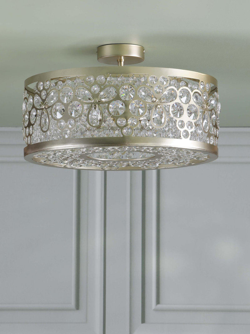 Laura Ashley Tilbrook flush ceiling light champagne 40.5cm - British product