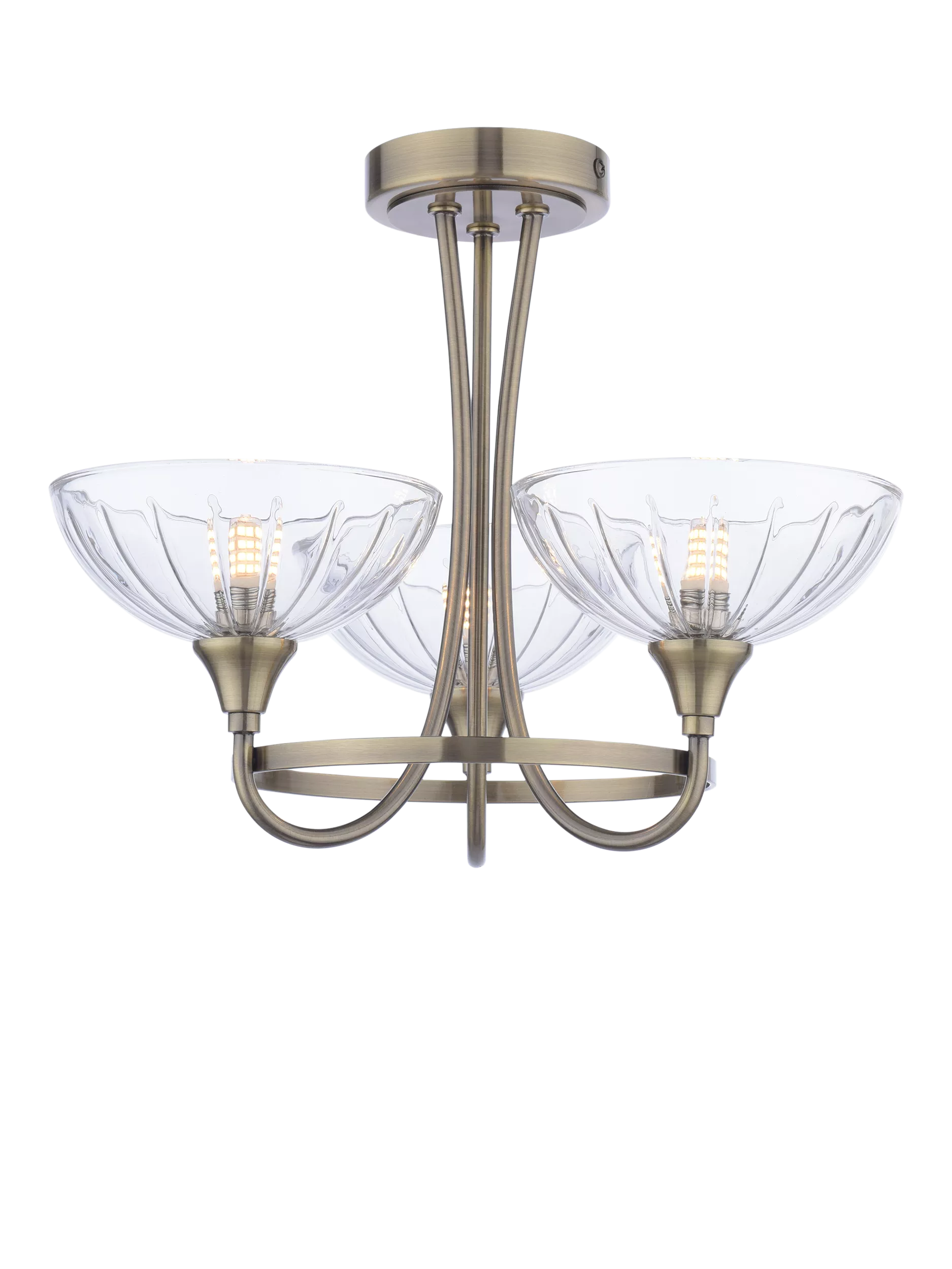 Laura Ashley flush ceiling light antique brass cut glass, imported from the UK