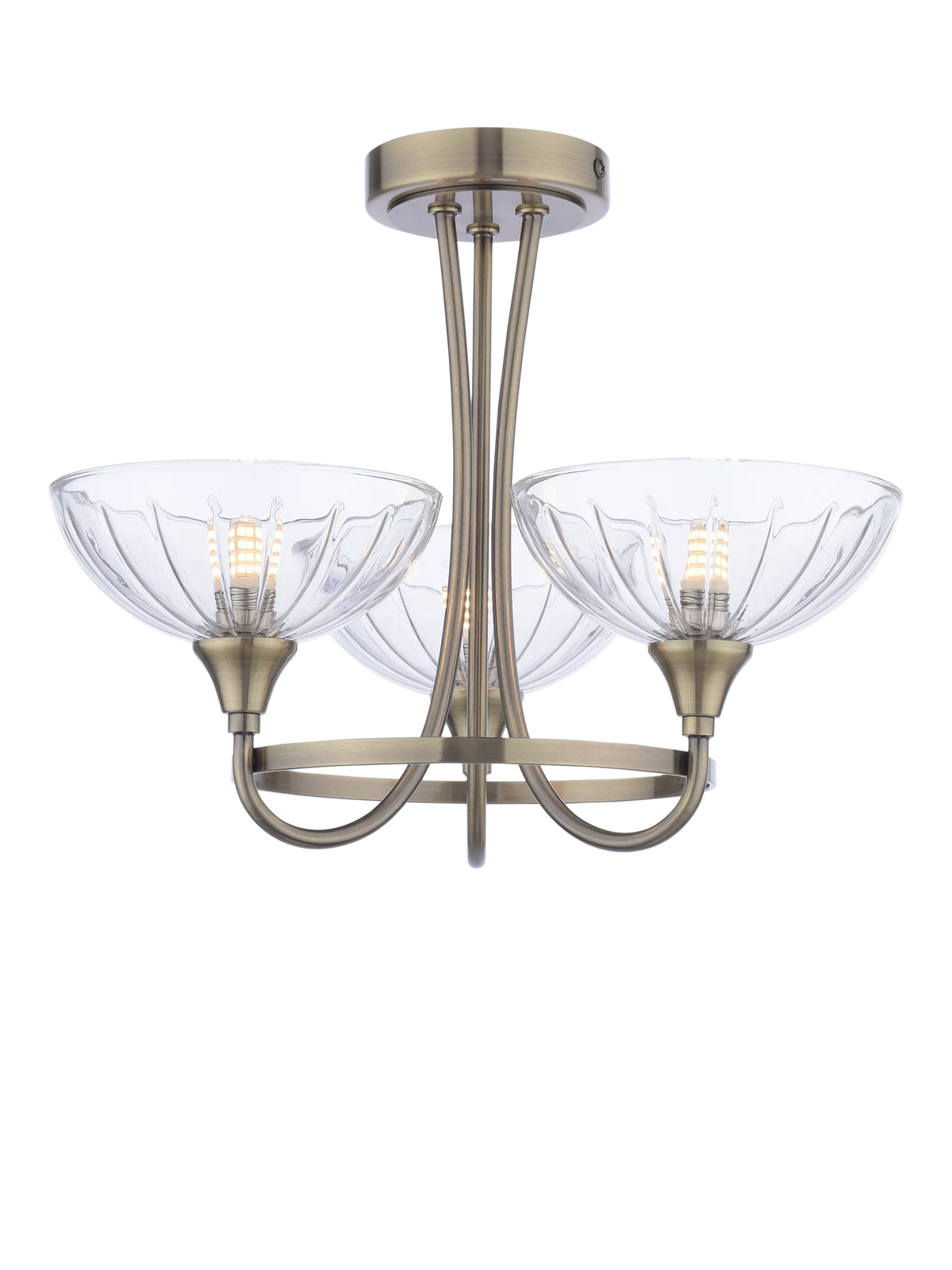 Laura Ashley flush ceiling light antique brass cut glass, imported from the UK