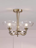 Laura Ashley flush ceiling light antique brass cut glass, imported from the UK