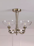 Laura Ashley flush ceiling light antique brass cut glass, imported from the UK