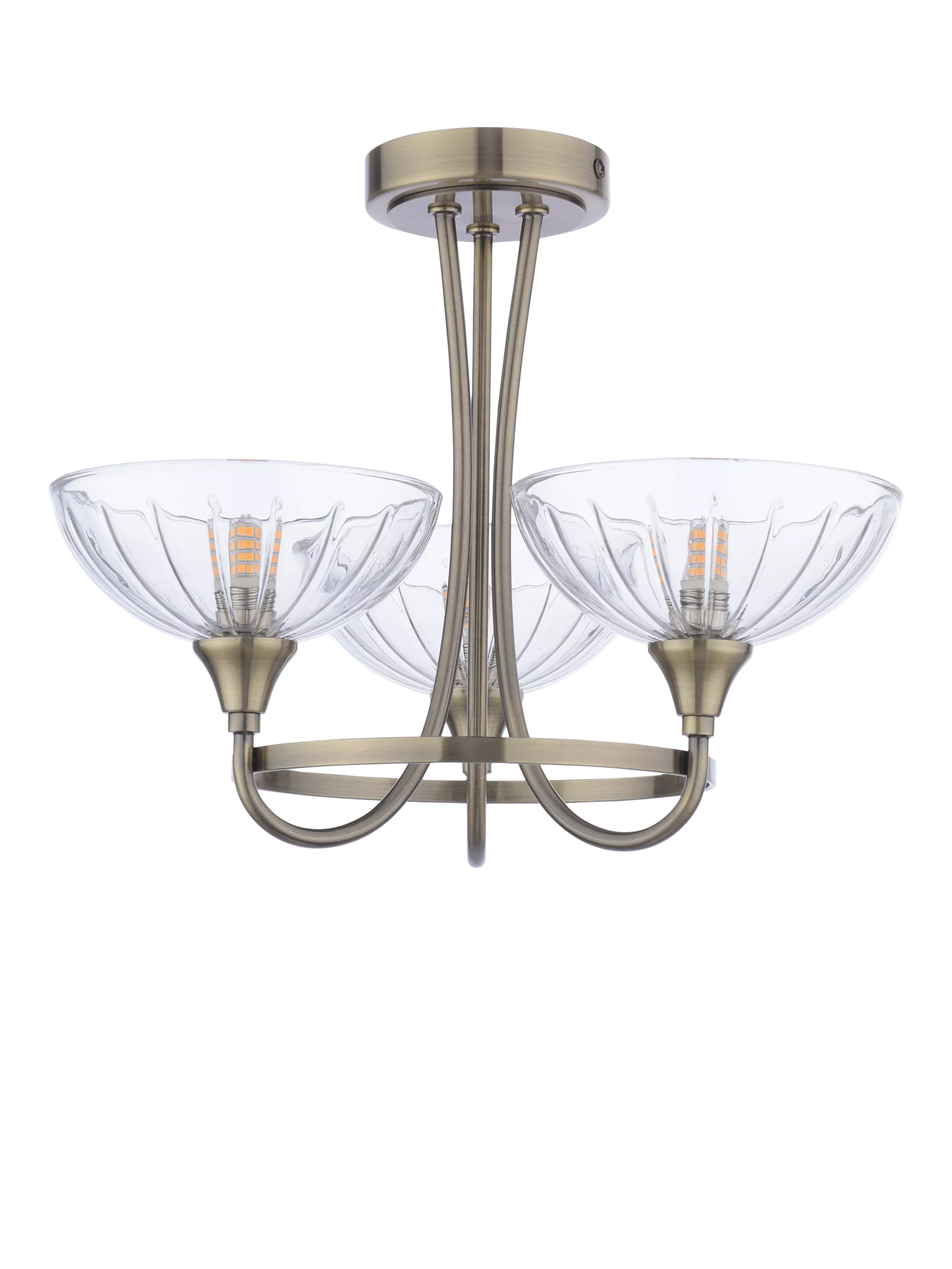 Laura Ashley flush ceiling light antique brass cut glass, imported from the UK