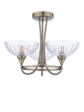 Laura Ashley flush ceiling light antique brass cut glass, imported from the UK