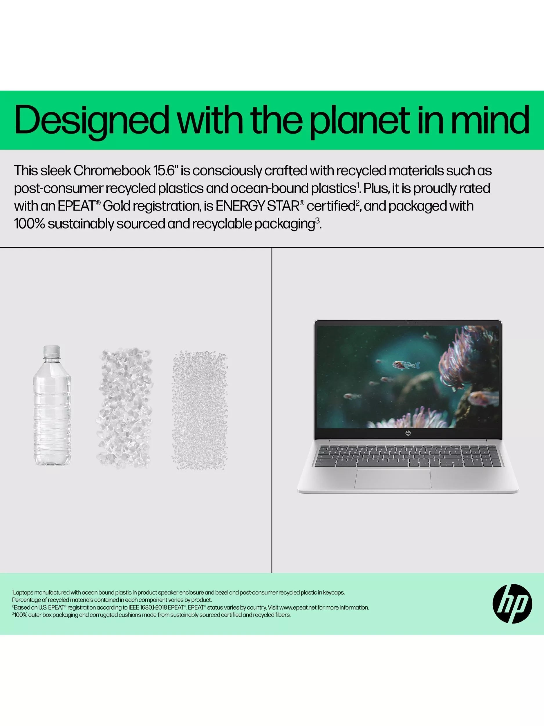 HP Chromebook Intel Core i3 laptop 8GB RAM 256GB storage (British brand)
