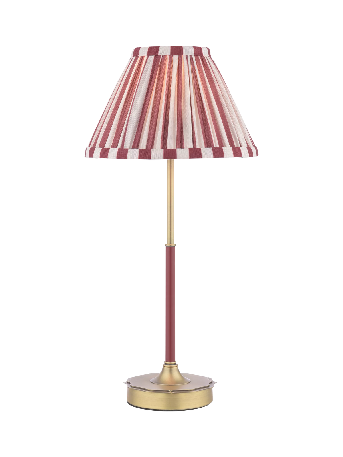 Laura Ashley Denwick pleated stripe table lamp claret, UK version