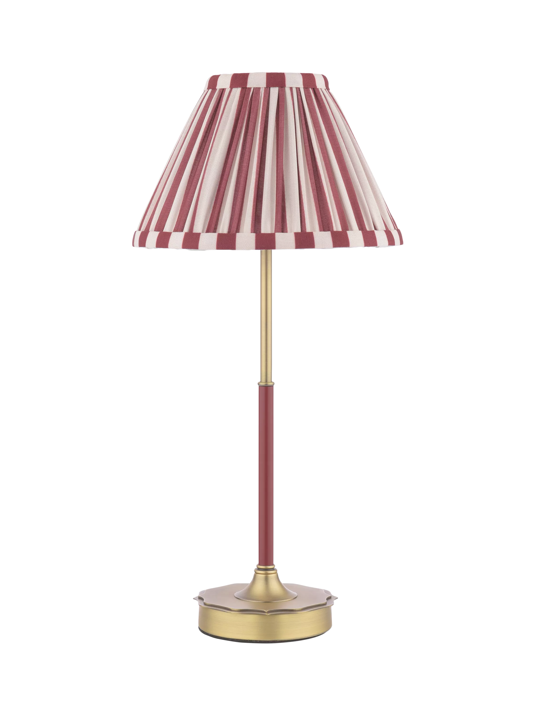 Laura Ashley Denwick pleated stripe table lamp claret, UK version