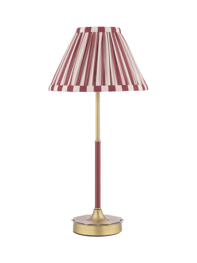 Laura Ashley Denwick pleated stripe table lamp claret, UK version
