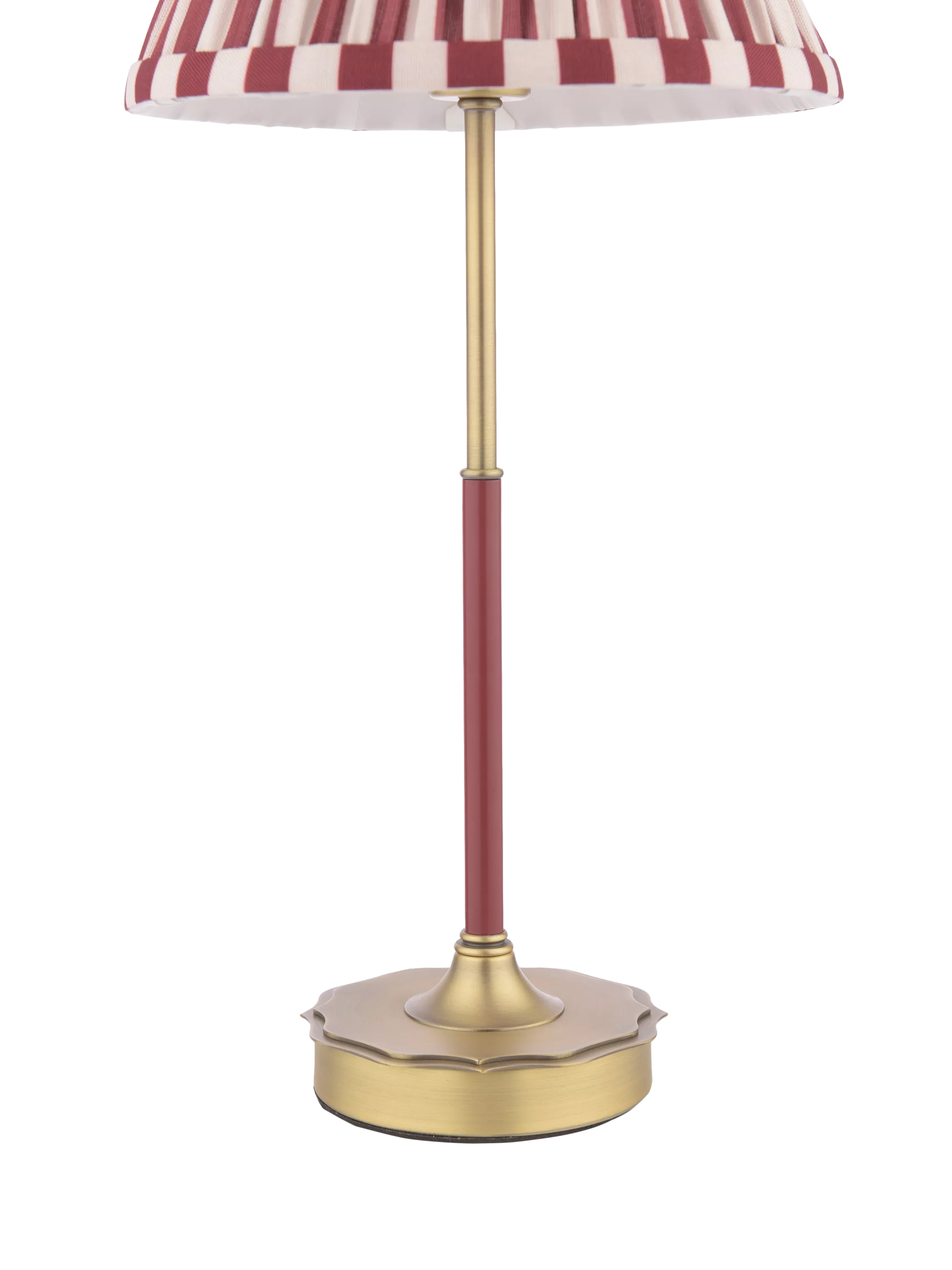 Laura Ashley Denwick pleated stripe table lamp claret, UK version