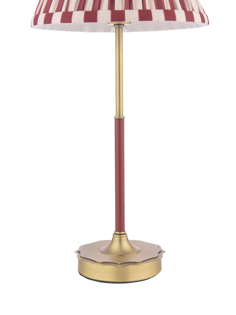 Laura Ashley Denwick pleated stripe table lamp claret, UK version