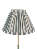 Laura Ashley Denwick pleat stripe table lamp olive green, imported from the UK