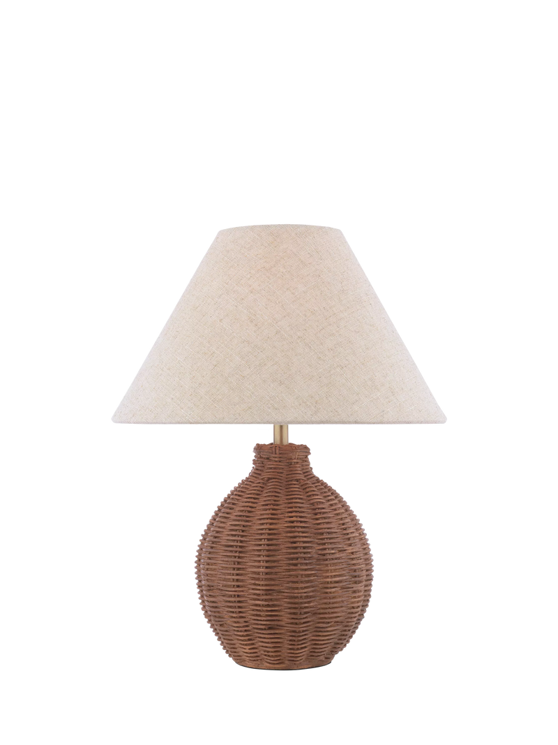 Laura Ashley Fernhill rattan table lamp walnut stain, imported from the UK