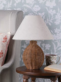 Laura Ashley Fernhill rattan table lamp walnut stain, imported from the UK