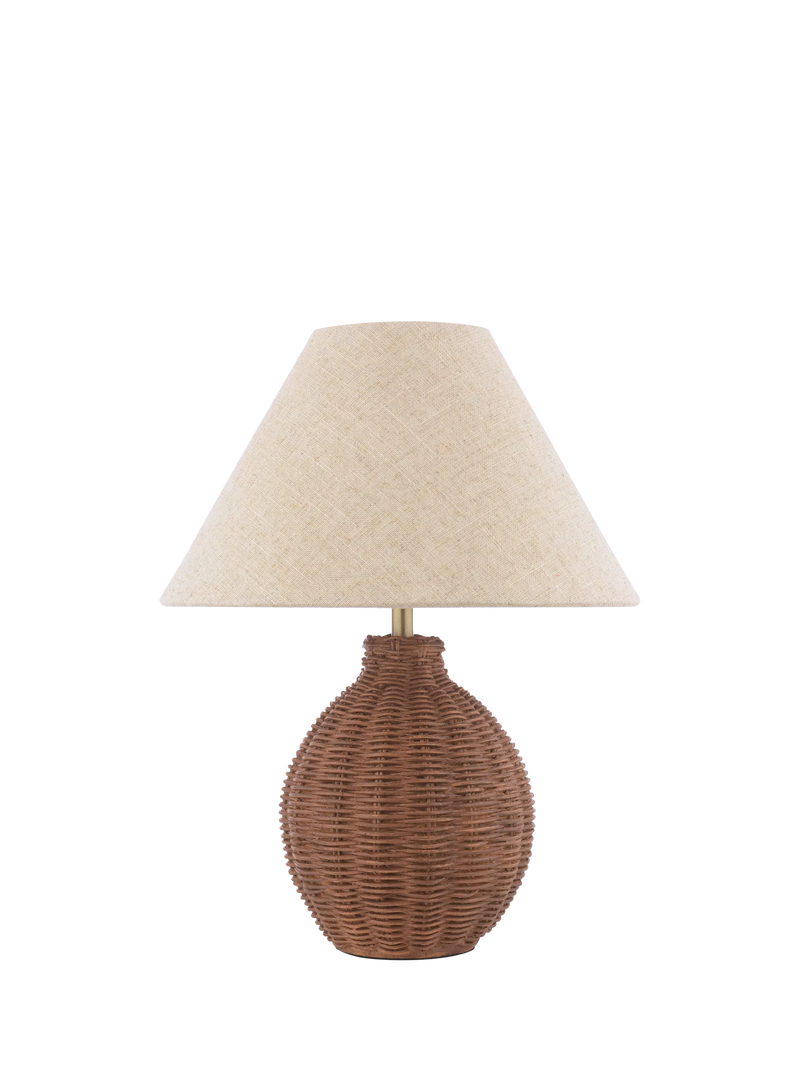 Laura Ashley Fernhill rattan table lamp walnut stain, imported from the UK