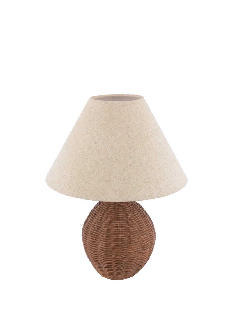 Laura Ashley Fernhill rattan table lamp walnut stain, imported from the UK