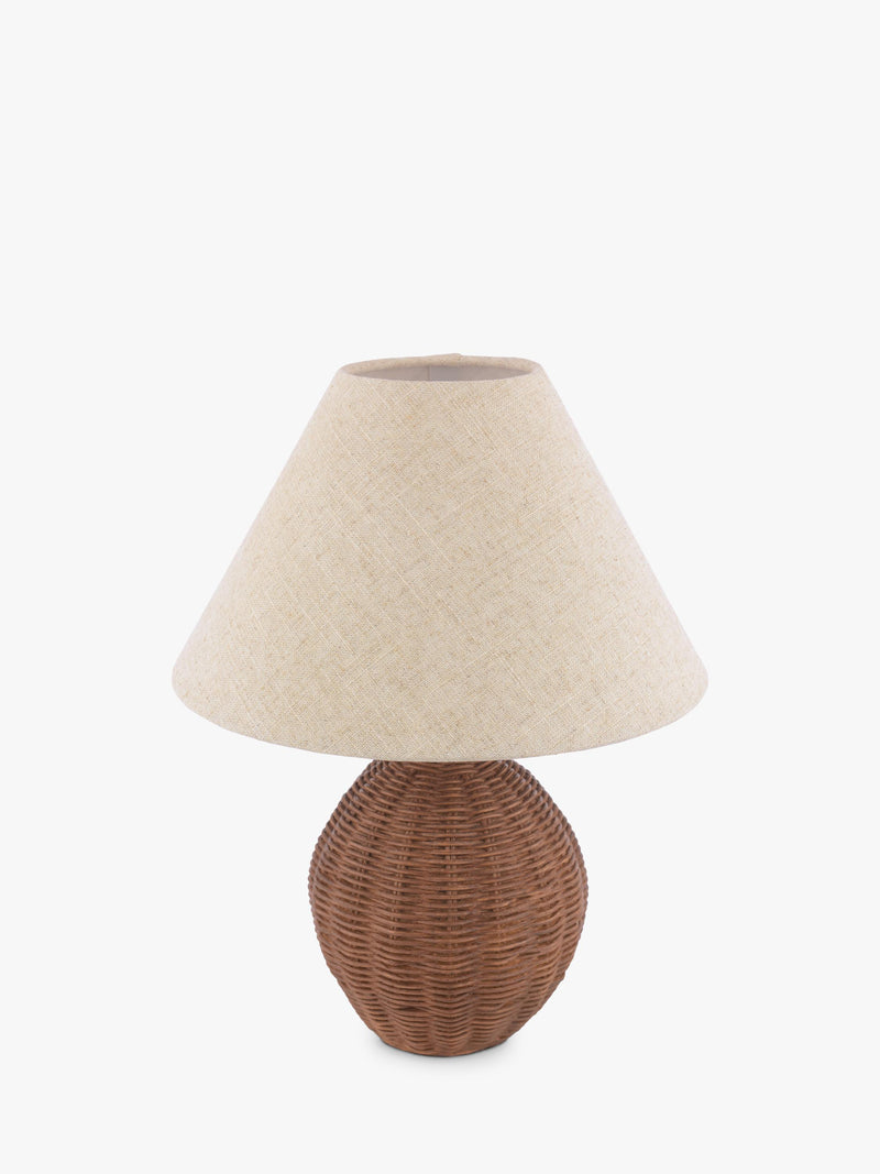 Laura Ashley Fernhill rattan table lamp walnut stain, imported from the UK