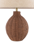 Laura Ashley Fernhill rattan table lamp walnut stain, imported from the UK
