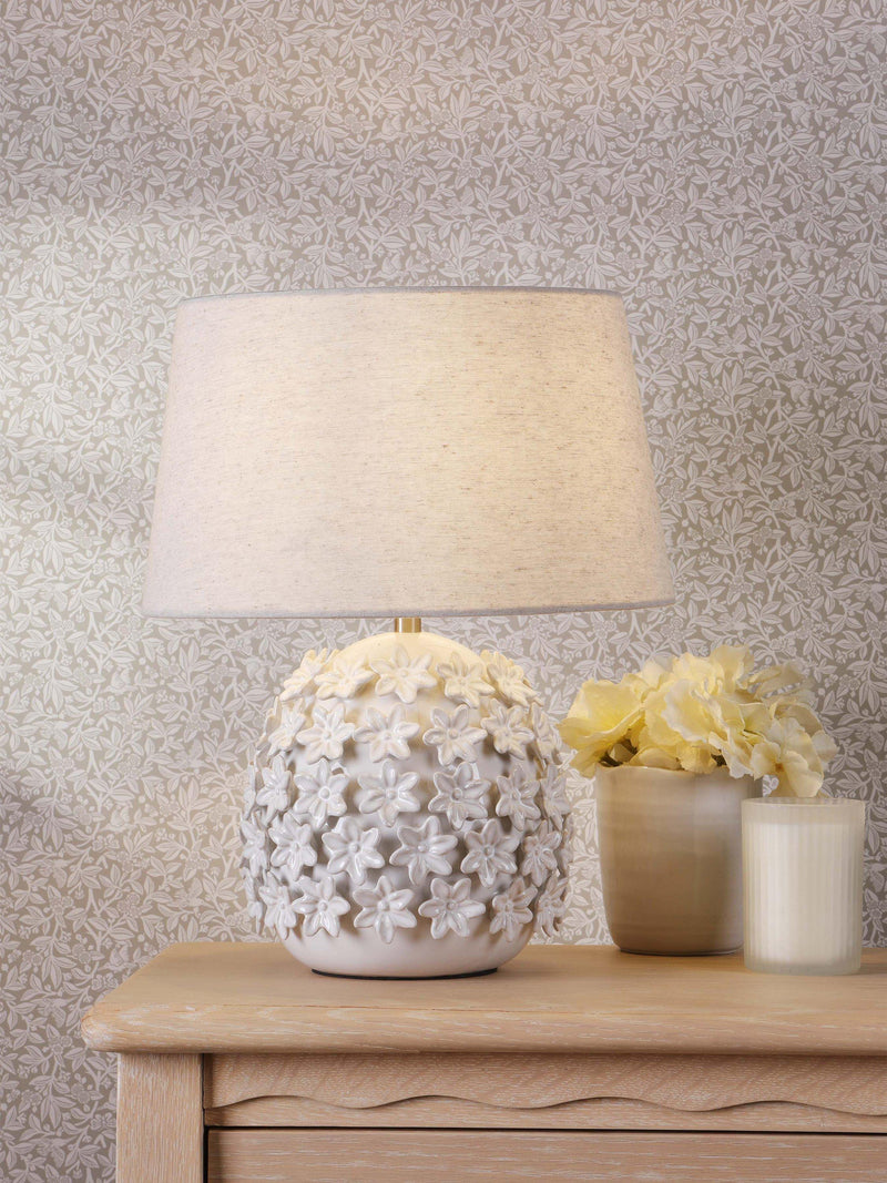 Laura Ashley floral ceramic table lamp off white - British product