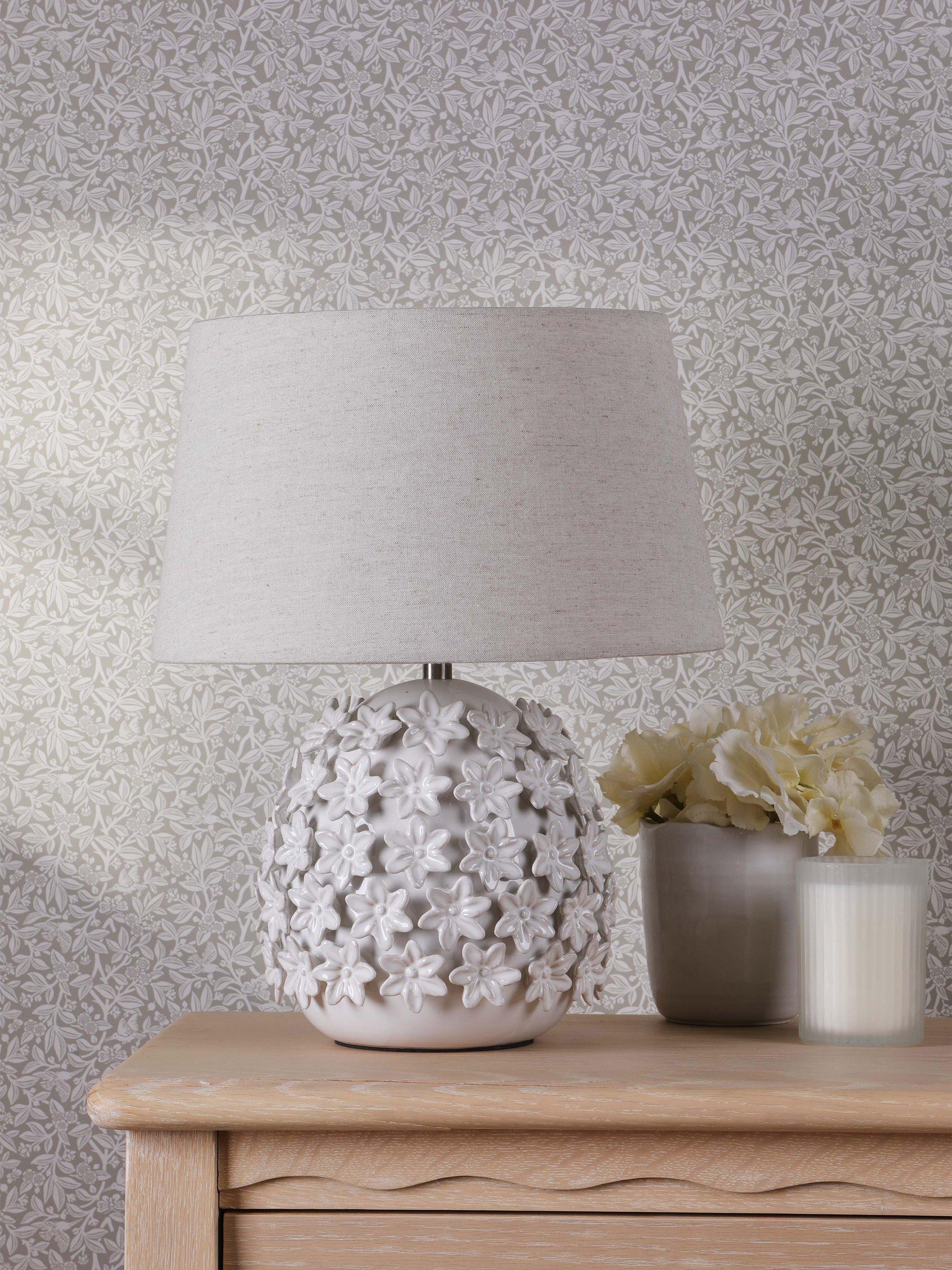 Laura Ashley floral ceramic table lamp off white - British product