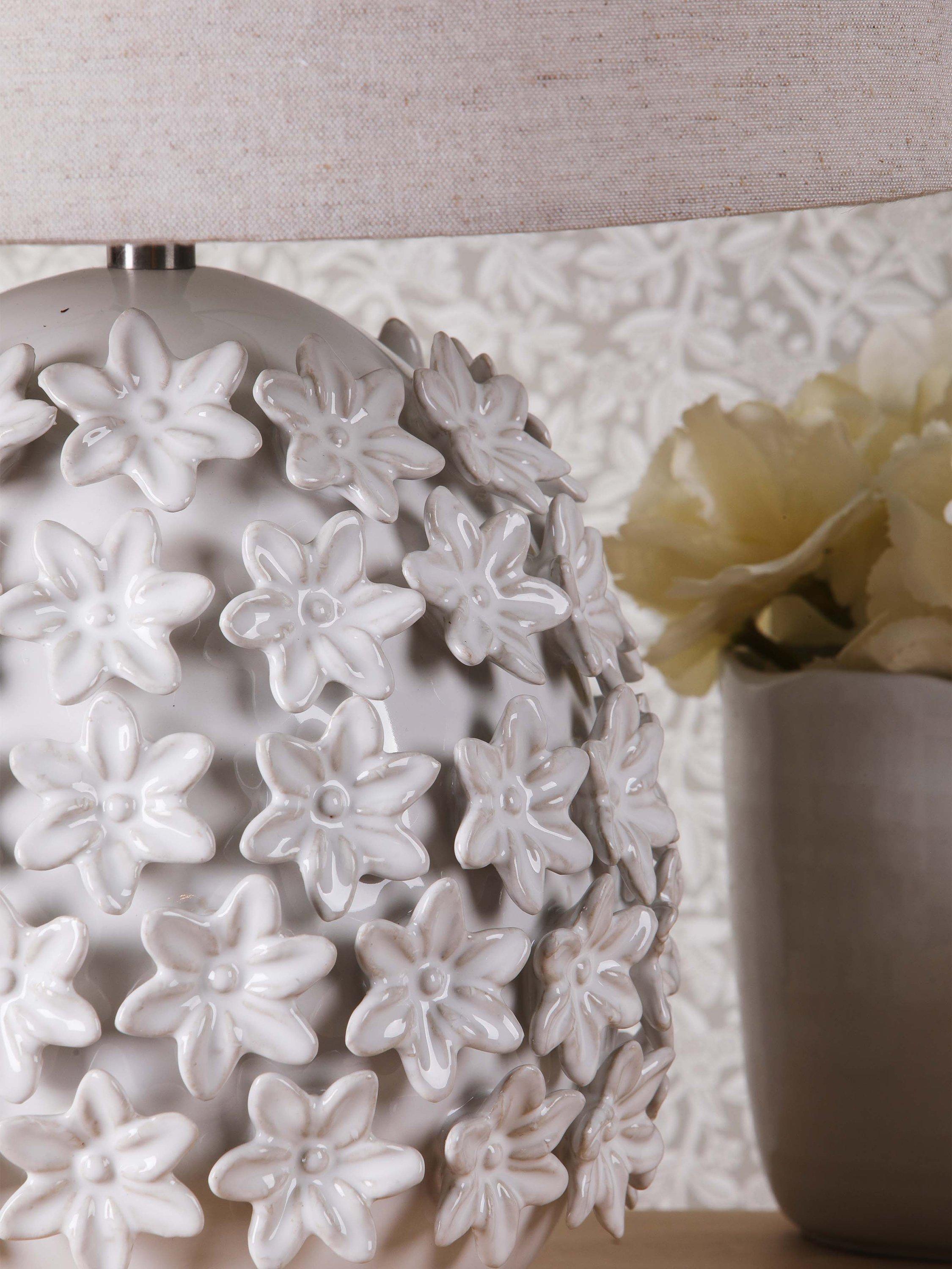 Laura Ashley floral ceramic table lamp off white - British product