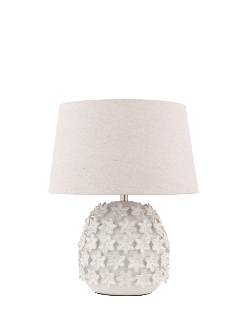 Laura Ashley floral ceramic table lamp off white - British product